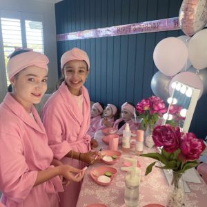 a mini facial studio setup in the home for a kids pamper party